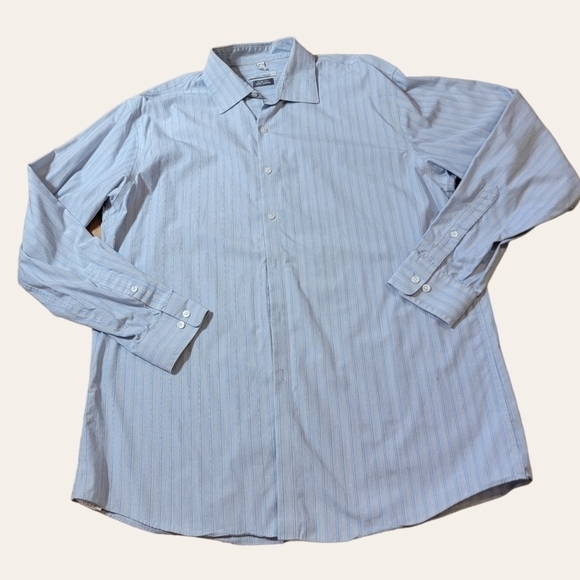 VAN Heusen Mens size 16 - 16½ 34/35 slim fit blue stripes. T54 - Picture 2 of 8